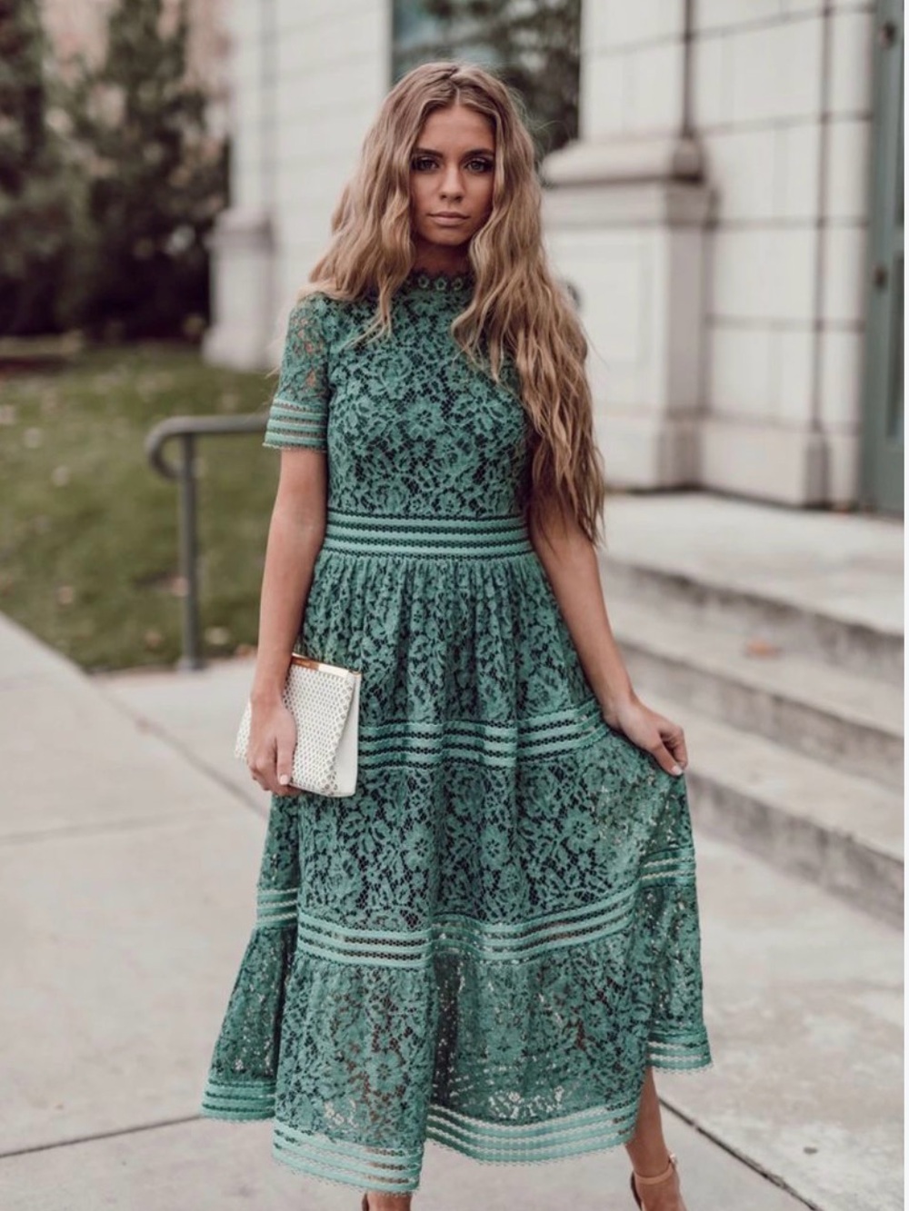 JessaKae Emerald Green Lace Midi Dress Baltic Born Karina Dress